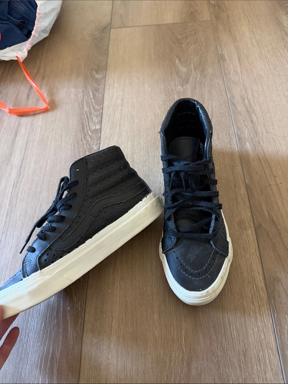 Vans Women's Black High-Top Sneakers with White Sole